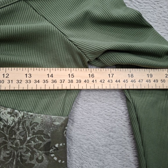 Y2K Babydoll Top XS Green Paisley long Sleeve Fairy Grunge Goblincore Asymmetric - Picture 3 of 7